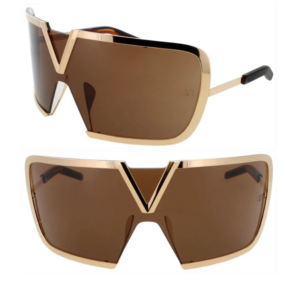 NEW VALENTINO VLS-120B V-ROMASK GOLD BROWN MASK SUNGLASSES VALETINO main image 4